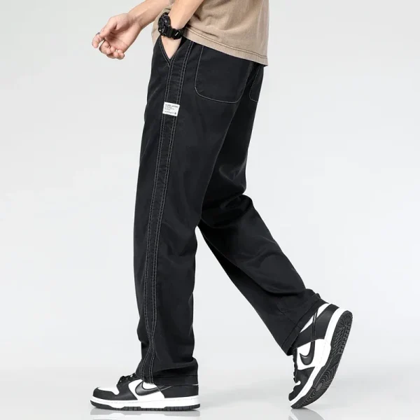 2023 Lyocell Elastic Fashion Denim Jeans Men Spring Summer Thin Casual Trousers Loose S Army green Pants Large Size - Image 4
