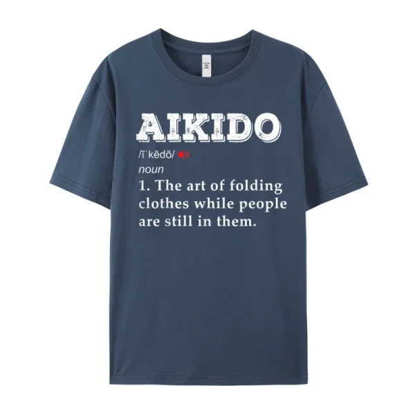 Mens Cute Crazy Tees O Neck Christmas Pure Cotton T Shirts Funny Short Sleeve Aikido Martial arts funny definition- Tops Shirts - Image 3