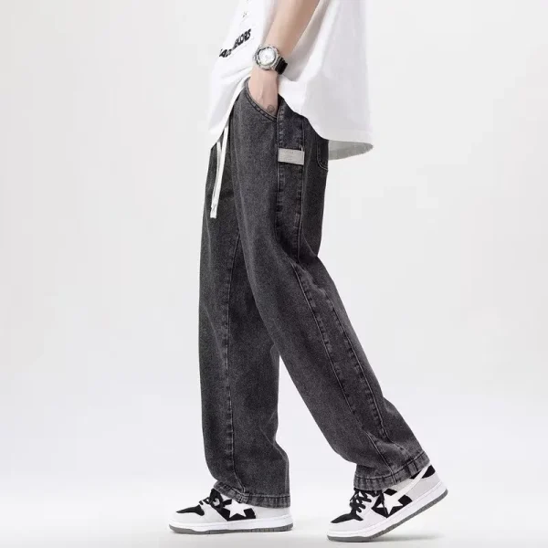 Men Baggy Jeans Vintage 2023 Spring Autumn Loose Straight Wide Leg Denim Pants Solid Color Male Casual Fashion Streetwear - Image 3