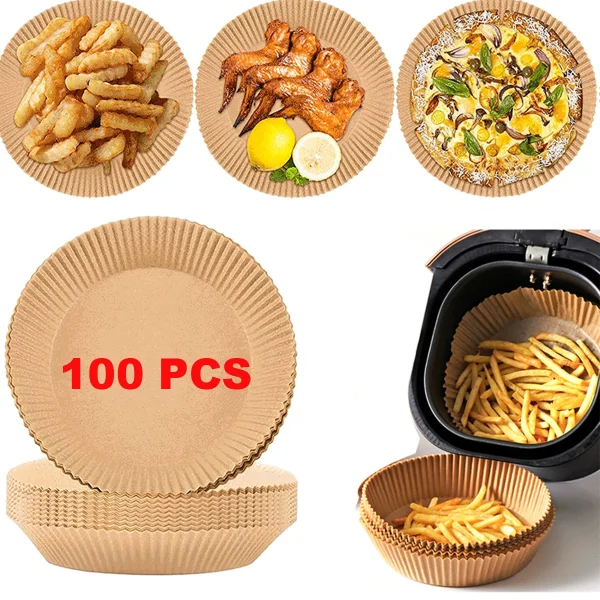 Air Fryer Disposable Paper Liner Non-Stick Oil-proof Parchment Mat for Cooking Microwave Oven Sheets Special Baking BBQ Roasting
