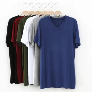 2025 Brand New Men’s Modal T-Shirt V-Neck Large Size Men T-Shirt Short Sleeve Loose Man T shirt Solid Color For Male Tops Tees