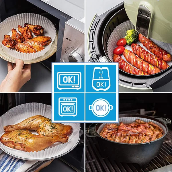 Air Fryer Disposable Paper Liner Non-Stick Oil-proof Parchment Mat for Cooking Microwave Oven Sheets Special Baking BBQ Roasting - Image 2