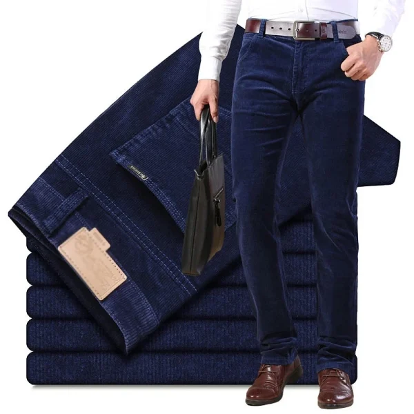 Autumn Winter Men`s Thick Warm Corduroy Pants Fleece Trousers Male Casual Business Style Long Jeans Men - Image 3