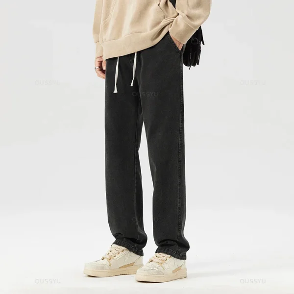 Brand Clothing New Baggy Jeans Men Cotton Drawstring Elastic Waist Cargo Denim Pants Work Korean Wide Leg Trousers Male S-5XL - Image 3