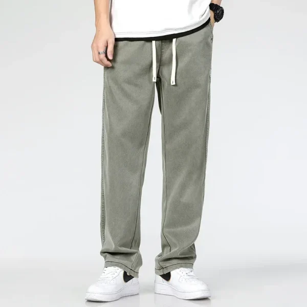 2023 Lyocell Elastic Fashion Denim Jeans Men Spring Summer Thin Casual Trousers Loose S Army green Pants Large Size - Image 6