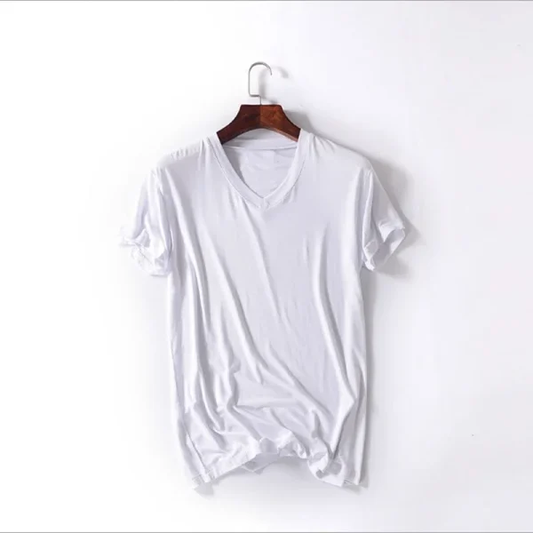 2025 Brand New Men's Modal T-Shirt V-Neck Large Size Men T-Shirt Short Sleeve Loose Man T shirt Solid Color For Male Tops Tees - Image 4
