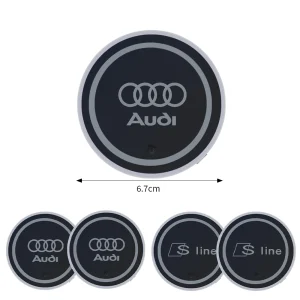 2PCS LED 7 Color-Changing Light Up Cup Holder Pad Car Accessories for Audi Sline A1 A2 A3 A4 A4L A5 A6 A7 A8 A8L TT Q1 Q2 Q3 Q4