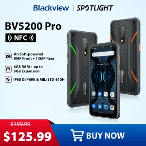 Blackview Unlocked Smartphone BV5200 Pro Rugged Phone Android12 4GB 64GB Mobile Phone 13MP Camare, 5180mAh Cellphone