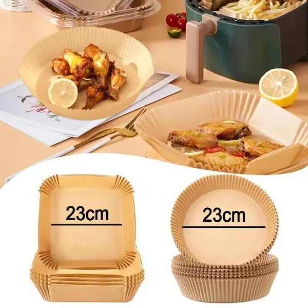 Disposable Air Fryer 50pcs/set Paper Liner 23CM Oil-proof Water-proof Airfryer Disposable Cooking Paper Trays Baking Paper - Image 6