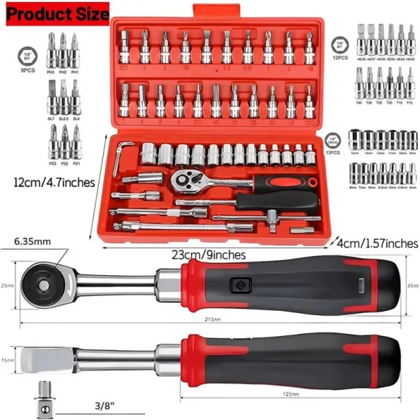 NEW 46 Piece Tool Set-General Household Hand Tool Kit Auto Repair Tool Set with Plastic Toolbox Storage Case - Image 4