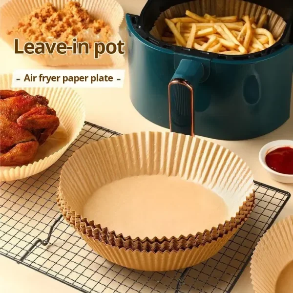 Disposable Air Fryer 50pcs/set Paper Liner 23CM Oil-proof Water-proof Airfryer Disposable Cooking Paper Trays Baking Paper - Image 5