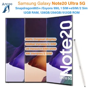 Original Galaxy Note 20 Ultra 5G Note20 N986U1 N986B N9860 128/256/512GB ROM 12GB RAM Octa Core Snapdragon 6.9″ 108MP Cell Phone