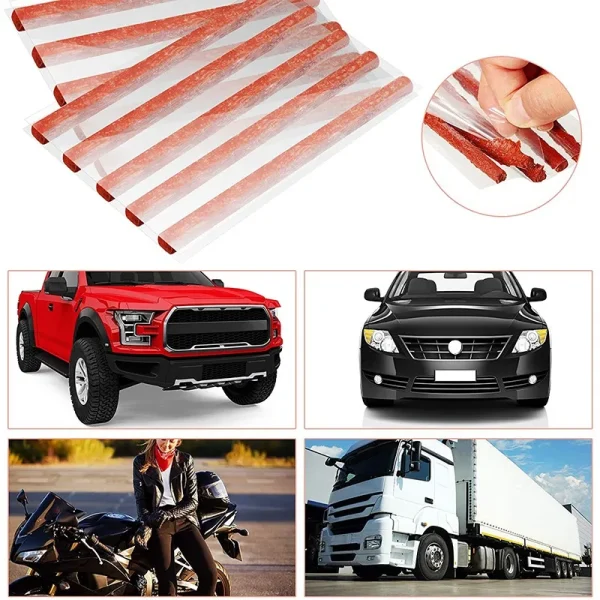 Motorcycle Car Tire Repair Strip Tubeless Tyre Wheels Puncture Plug Seal Tape Repair Tools Auto Vacuum Tire Repair Rubber Strip - Image 3