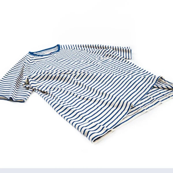 Akkad Kuti 2025 New Retro Sea Soul Shirt Men's Henry Collar Short Sleeve T-shirt Heavy Shoulder Sleeve Loose Stripe T-shirt - Image 5
