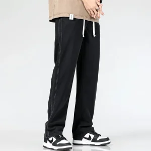 2023 Lyocell Elastic Fashion Denim Jeans Men Spring Summer Thin Casual Trousers Loose S Army green Pants Large Size