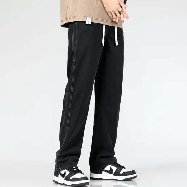 2023 Lyocell Elastic Fashion Denim Jeans Men Spring Summer Thin Casual Trousers Loose S Army green Pants Large Size - Image 2