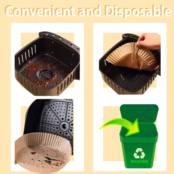 Air Fryer Disposable Paper Liner Non-Stick Oil-proof Parchment Mat for Cooking Microwave Oven Sheets Special Baking BBQ Roasting - Image 4