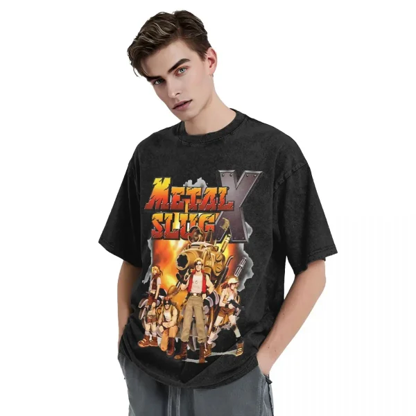 Washed T Shirt Metal Slug Vintage T-Shirts Harajuku Pixel Arcade Retro Gamer Streetwear Short Sleeve Printed Tops Tees Men Women - Image 4