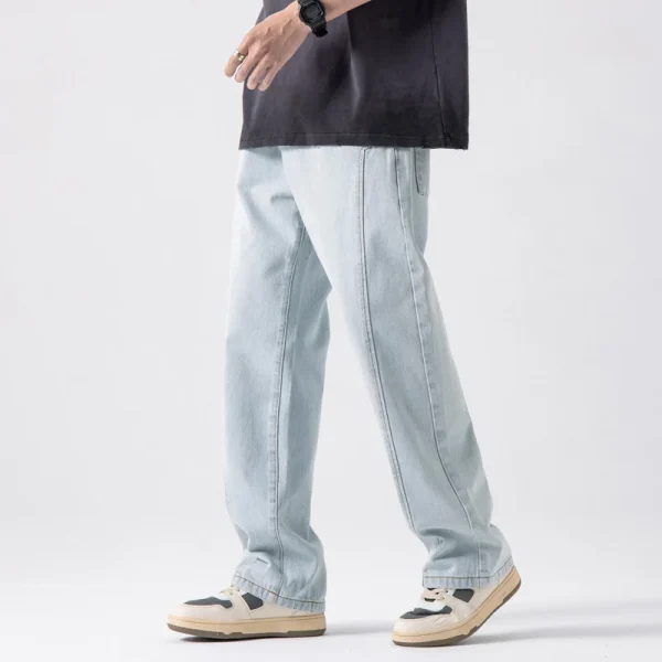Men Baggy Jeans Vintage 2023 Spring Autumn Loose Straight Wide Leg Denim Pants Solid Color Male Casual Fashion Streetwear - Image 2