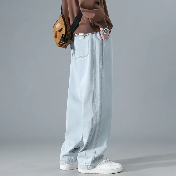 Men Baggy Jeans Vintage 2023 Spring Autumn Loose Straight Wide Leg Denim Pants Solid Color Male Casual Fashion Streetwear - Image 4